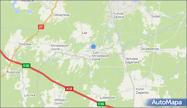 mapa Mirostowice Dolne, Mirostowice Dolne na mapie Targeo